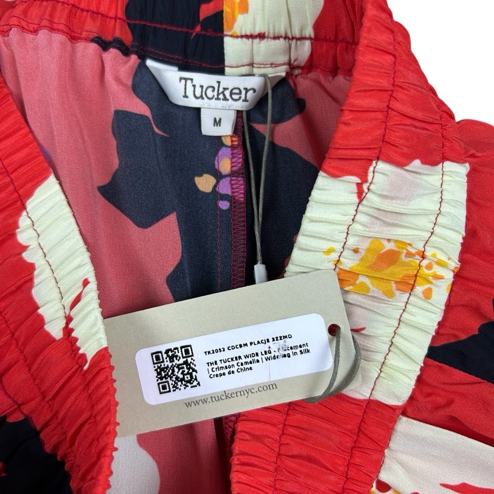 Tucker Red Floral Wide Leg Silk Pants - Picture 11 of 16